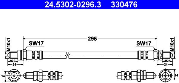 ATE 24.5302-0296.3 - Тормозной шланг avtokuzovplus.com.ua