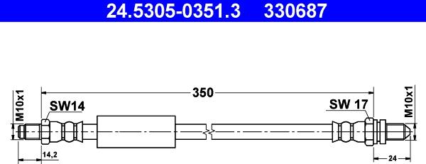 ATE 24.5305-0351.3 - Тормозной шланг avtokuzovplus.com.ua