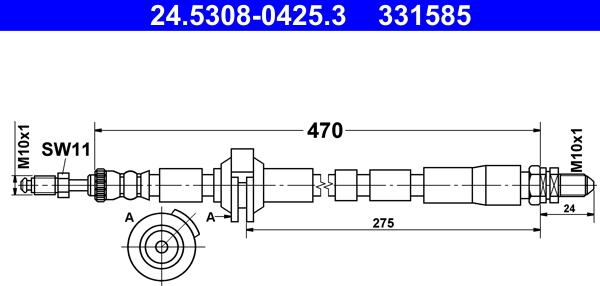 ATE 24.5308-0425.3 - Гальмівний шланг autocars.com.ua