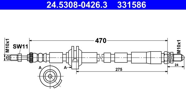 ATE 24.5308-0426.3 - Гальмівний шланг autocars.com.ua