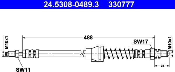 ATE 24.5308-0489.3 - Гальмівний шланг autocars.com.ua