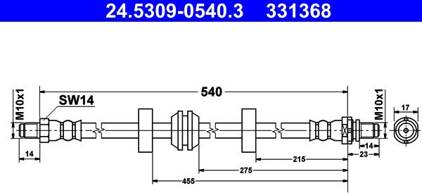 ATE 24.5309-0540.3 - Гальмівний шланг autocars.com.ua