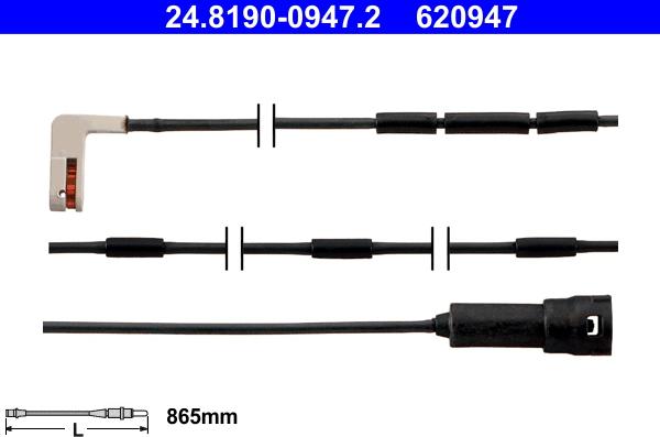 ATE 24.8190-0947.2 - Сигнализатор, износ тормозных колодок avtokuzovplus.com.ua