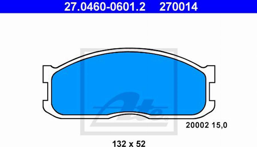 ATE 270014 - Тормозные колодки, дисковые, комплект avtokuzovplus.com.ua