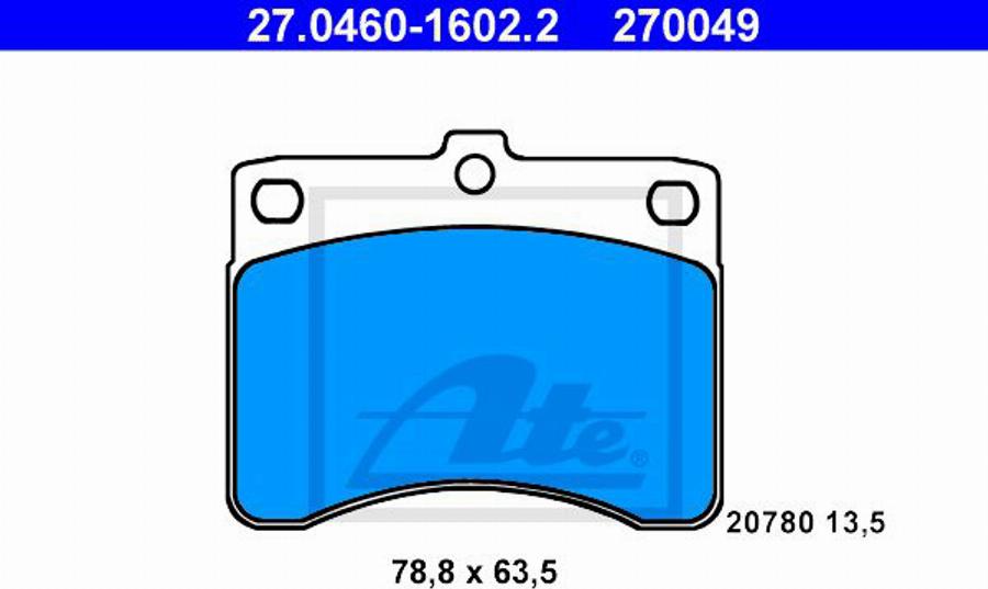 ATE 270049 - Тормозные колодки, дисковые, комплект avtokuzovplus.com.ua