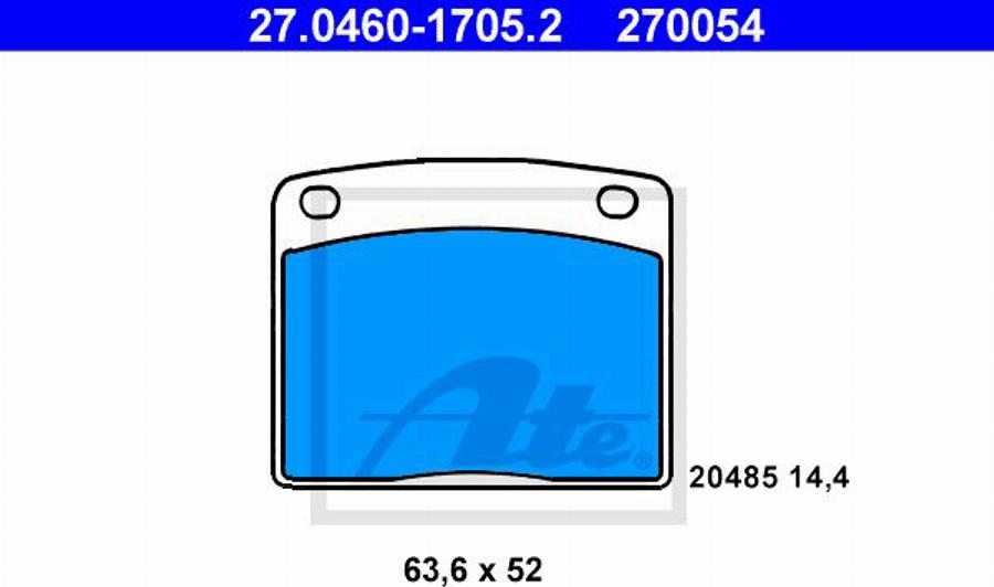 ATE 270054 - Тормозные колодки, дисковые, комплект avtokuzovplus.com.ua