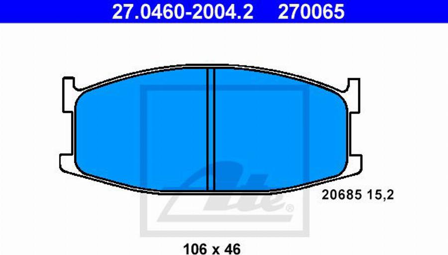 ATE 270065 - Гальмівні колодки, дискові гальма autocars.com.ua