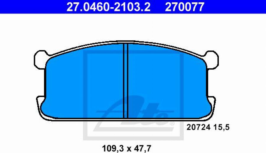 ATE 270077 - Тормозные колодки, дисковые, комплект avtokuzovplus.com.ua