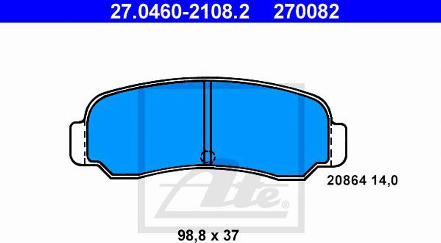 ATE 270082 - Тормозные колодки, дисковые, комплект autodnr.net