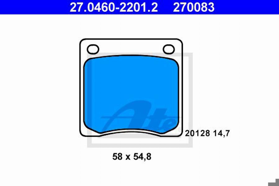 ATE 270083 - Тормозные колодки, дисковые, комплект avtokuzovplus.com.ua