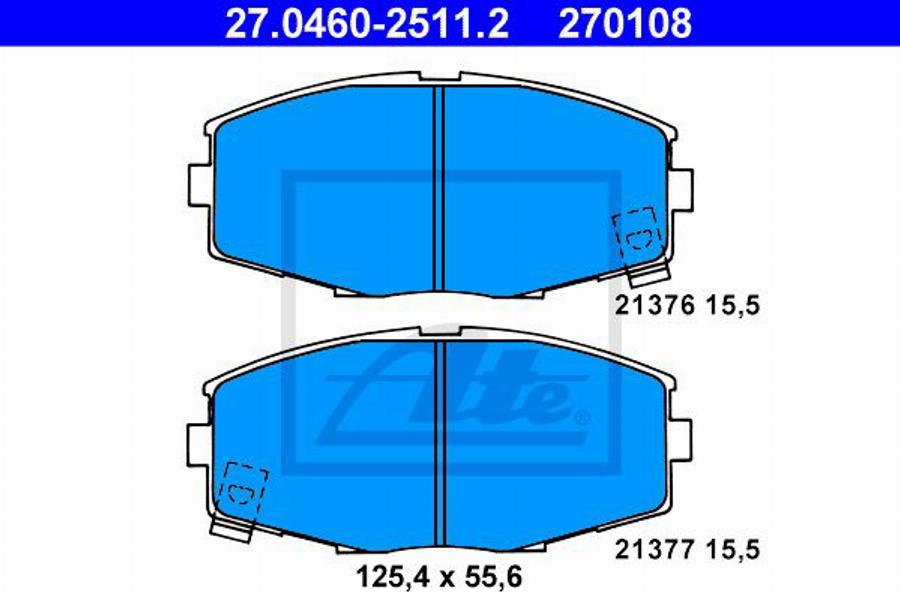 ATE 270108 - Тормозные колодки, дисковые, комплект avtokuzovplus.com.ua