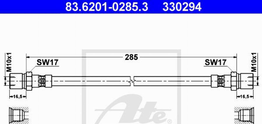 ATE 330294 - Тормозной шланг autodnr.net