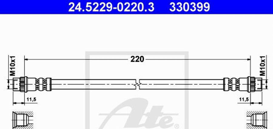 ATE 330399 - Гальмівний шланг autocars.com.ua