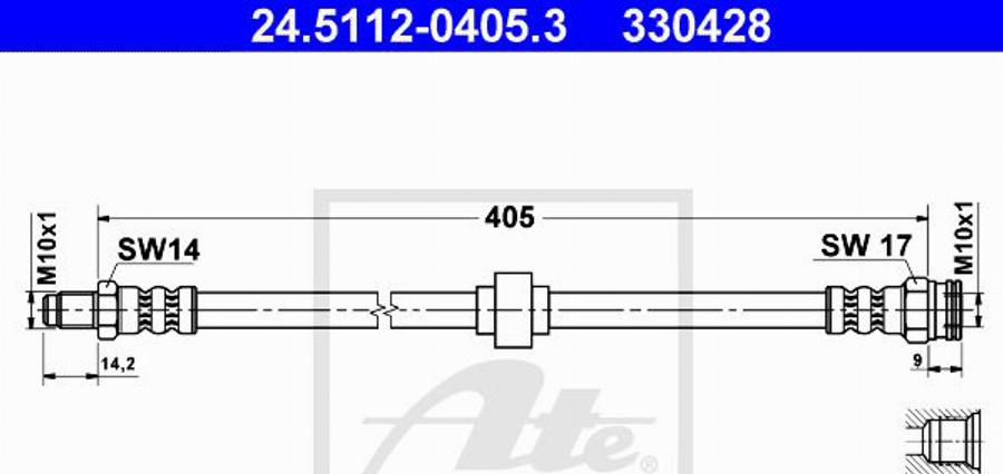 ATE 330428 - Тормозной шланг autodnr.net