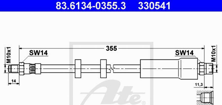 ATE 330541 - Тормозной шланг avtokuzovplus.com.ua