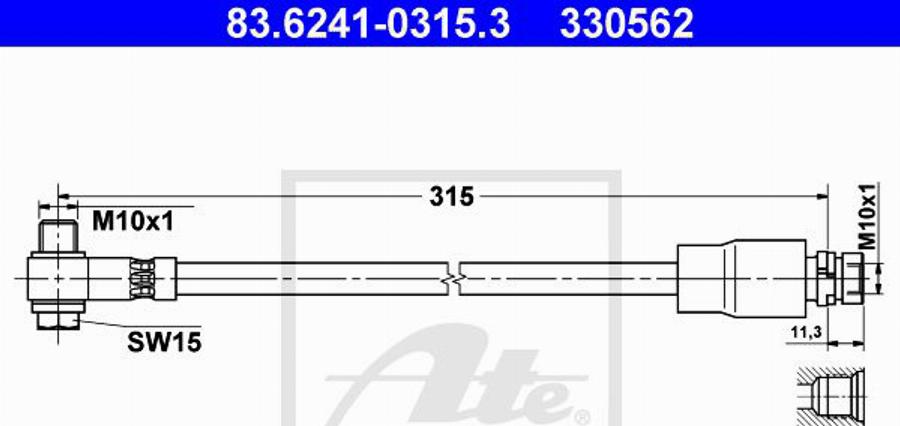 ATE 330562 - Тормозной шланг avtokuzovplus.com.ua