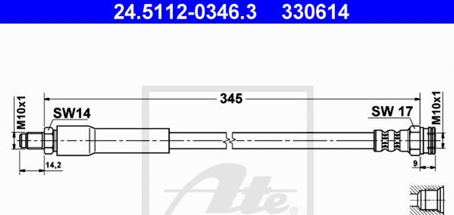 ATE 330614 - Тормозной шланг avtokuzovplus.com.ua