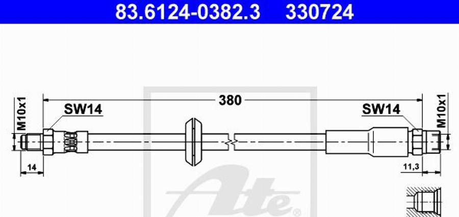 ATE 330724 - Тормозной шланг autodnr.net