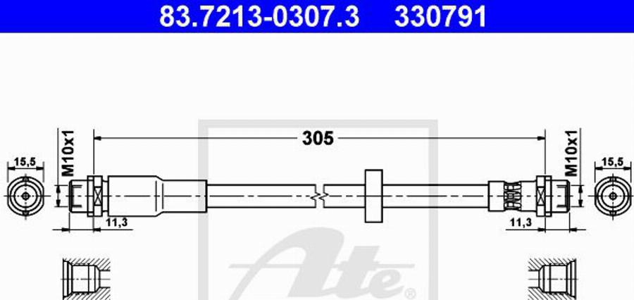 ATE 330791 - Тормозной шланг avtokuzovplus.com.ua