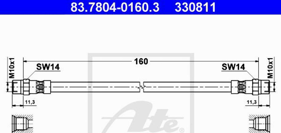 ATE 330811 - Тормозной шланг autodnr.net