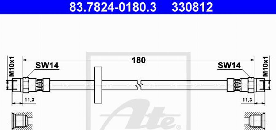 ATE 330812 - Тормозной шланг avtokuzovplus.com.ua