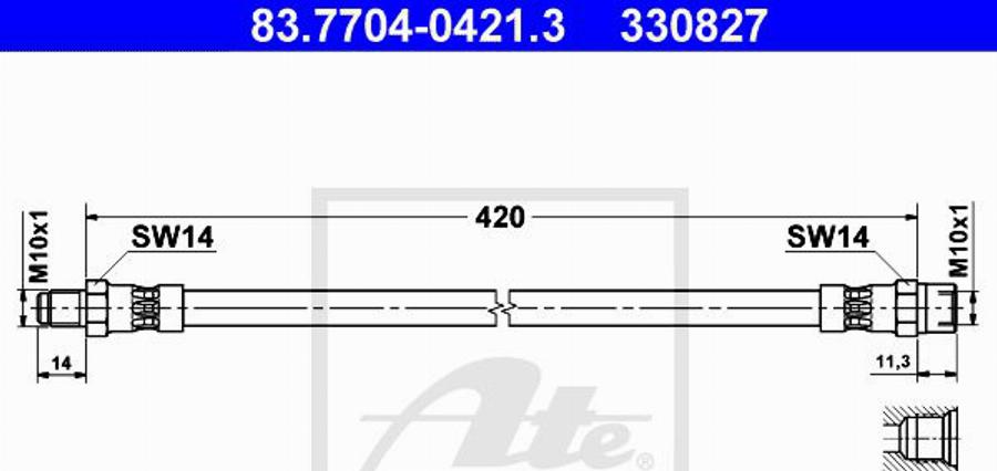 ATE 330827 - Тормозной шланг autodnr.net