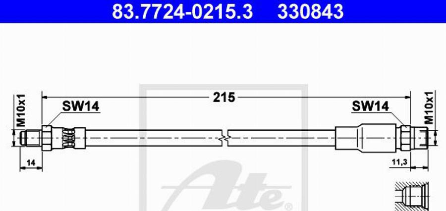 ATE 330843 - Тормозной шланг autodnr.net