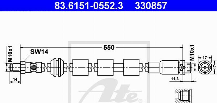 ATE 330857 - Тормозной шланг autodnr.net