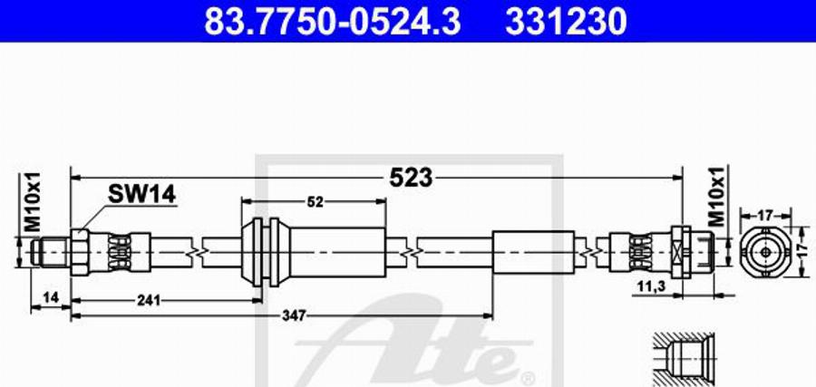 ATE 331230 - Тормозной шланг avtokuzovplus.com.ua