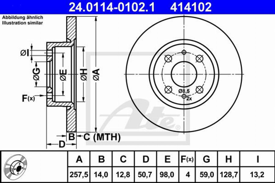 ATE 414102 - Тормозной диск autodnr.net