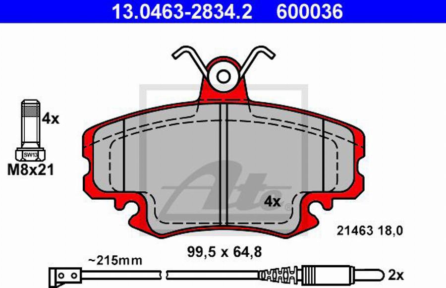 ATE 600036 - Тормозные колодки, дисковые, комплект autodnr.net