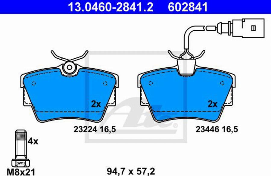 ATE 602841 - Гальмівні колодки, дискові гальма autocars.com.ua