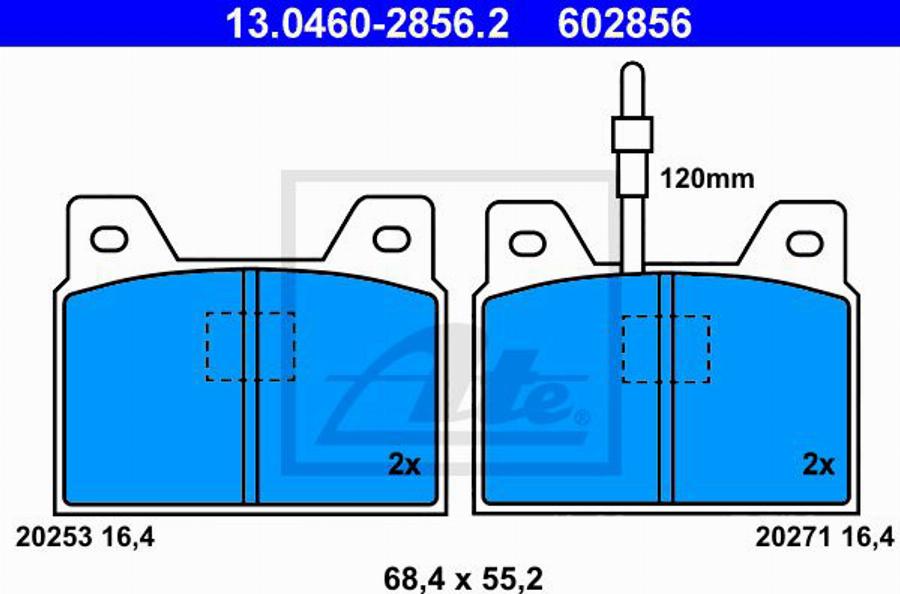 ATE 602856 - Гальмівні колодки, дискові гальма autocars.com.ua