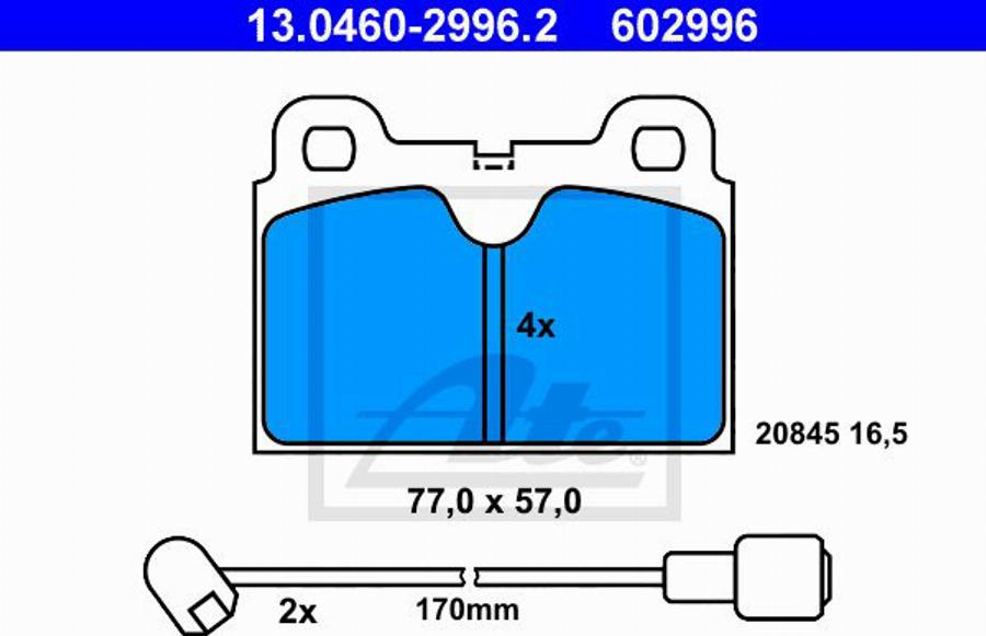 ATE 602996 - Гальмівні колодки, дискові гальма autocars.com.ua