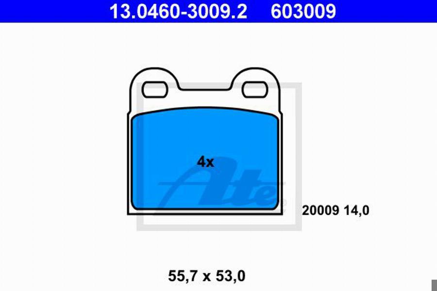 ATE 603009 - Тормозные колодки, дисковые, комплект autodnr.net