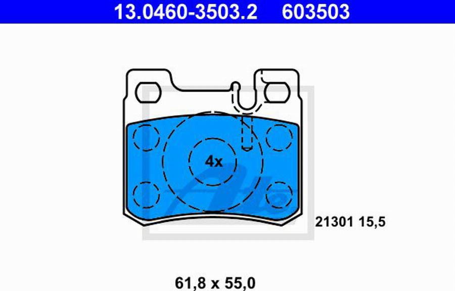 ATE 603503 - Тормозные колодки, дисковые, комплект avtokuzovplus.com.ua