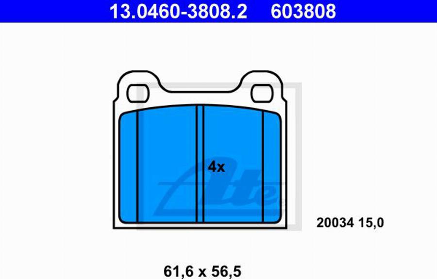 ATE 603808 - Гальмівні колодки, дискові гальма autocars.com.ua