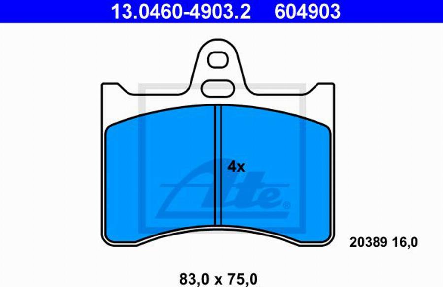 ATE 604903 - Гальмівні колодки, дискові гальма autocars.com.ua