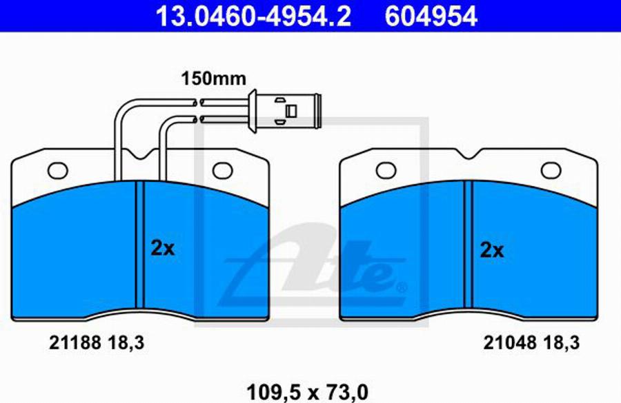 ATE 604954 - Тормозные колодки, дисковые, комплект avtokuzovplus.com.ua