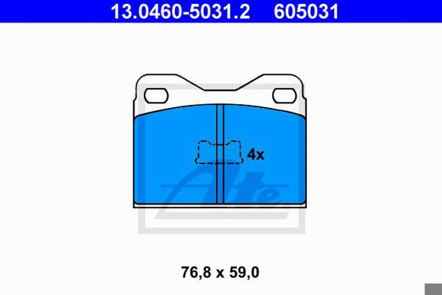 ATE 605031 - Тормозные колодки, дисковые, комплект avtokuzovplus.com.ua