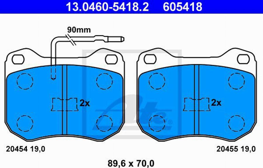 ATE 605418 - Гальмівні колодки, дискові гальма autocars.com.ua