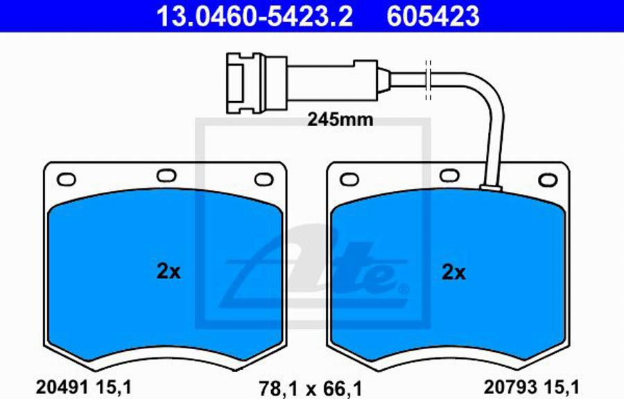 ATE 605423 - Тормозные колодки, дисковые, комплект avtokuzovplus.com.ua