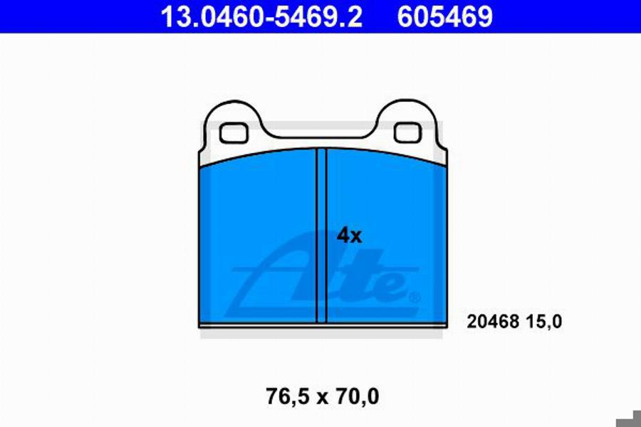 ATE 605469 - Гальмівні колодки, дискові гальма autocars.com.ua