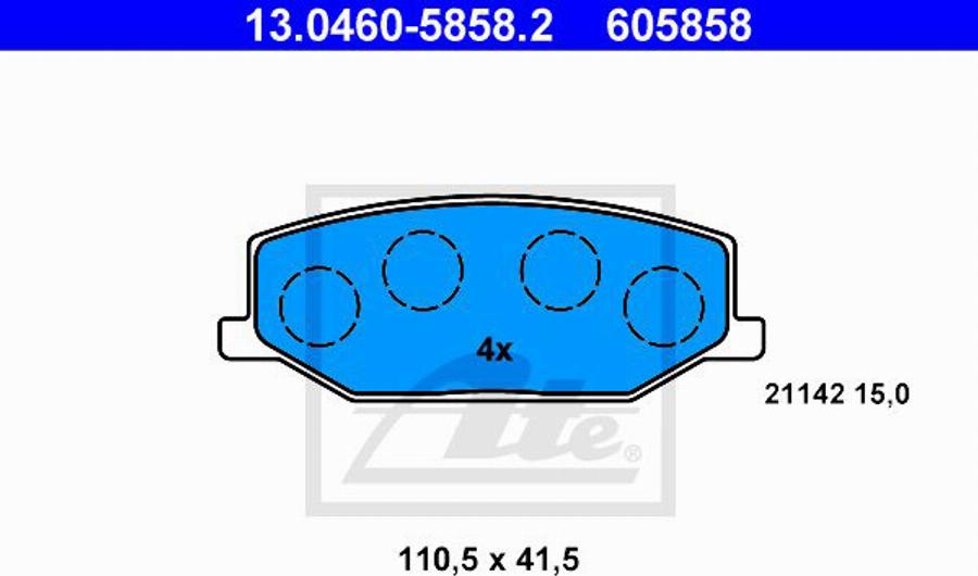 ATE 605858 - Гальмівні колодки, дискові гальма autocars.com.ua