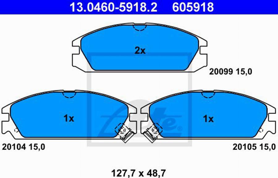 ATE 605918 - Тормозные колодки, дисковые, комплект avtokuzovplus.com.ua