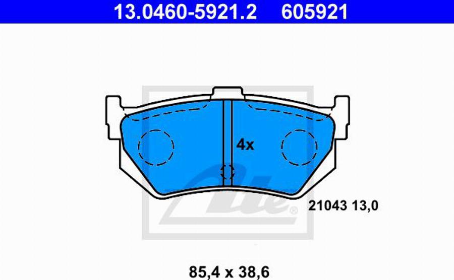 ATE 605921 - Тормозные колодки, дисковые, комплект avtokuzovplus.com.ua