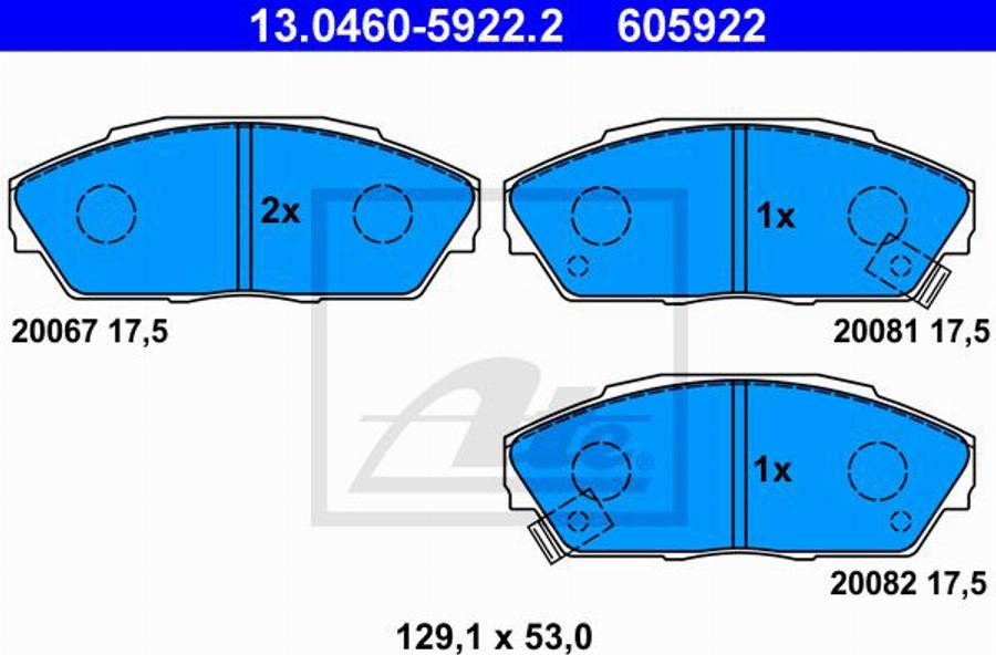 ATE 605922 - Тормозные колодки, дисковые, комплект avtokuzovplus.com.ua