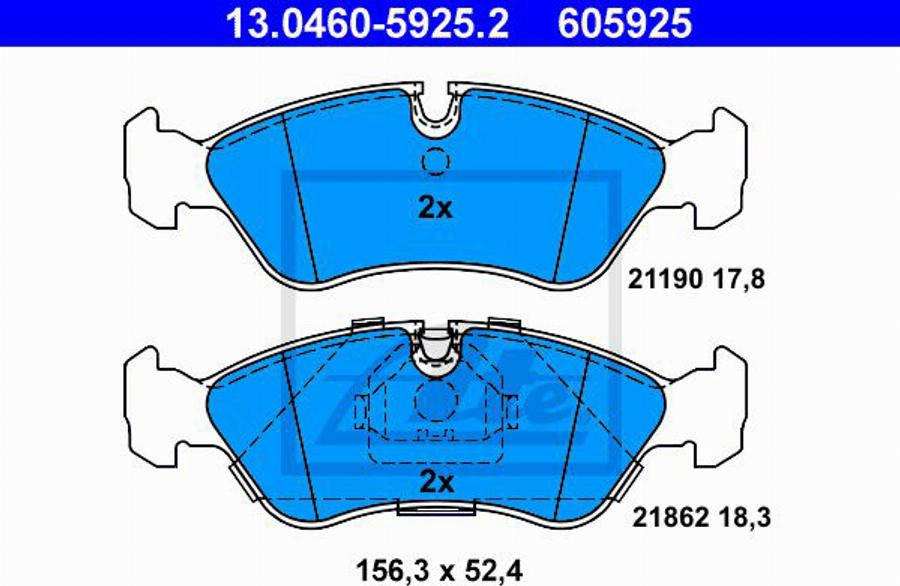 ATE 605925 - Тормозные колодки, дисковые, комплект avtokuzovplus.com.ua