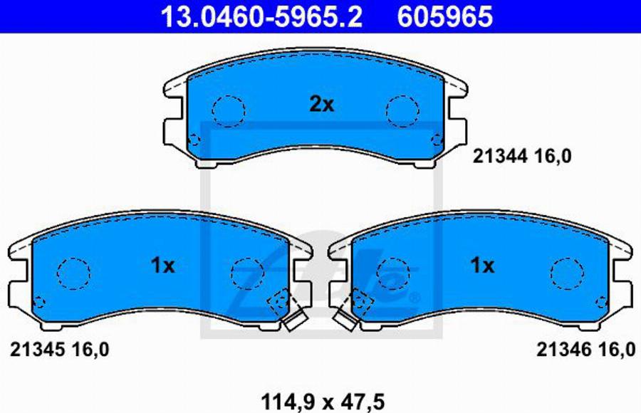 ATE 605965 - Тормозные колодки, дисковые, комплект autodnr.net