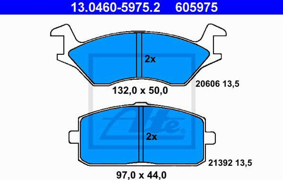 ATE 605975 - Гальмівні колодки, дискові гальма autocars.com.ua